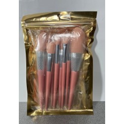 Кисти-щеточки д/макияжа 12шт, 17-20см, розовые, зип пакет PVC, 16*23см,00-L0029