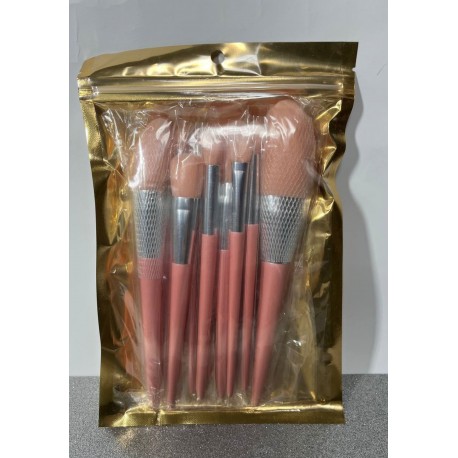 Кисти-щеточки д/макияжа 12шт, 17-20см, розовые, зип пакет PVC, 16*23см,00-L0029