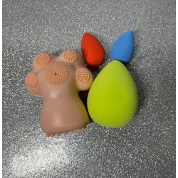 Щетка Массажер д/лица 'Лапка'+Cпонж Beauty Blender 3ШТ(5.5+3.3/2), бокс PVC, PAORA, 8*6.3*4.2см,00-L0015