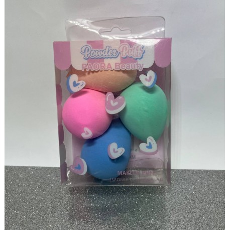 Cпонж Beauty Blender набор 4ШТ(3 яйца*6см+1фигурн.), 3 вида, Powder puff, бокс PVC, 8.5*11*4.5см 00-L0007