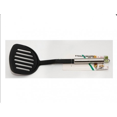 Лопатка с дырками тефлоновая, ручка метал, 11*33 см00-R988(360)
