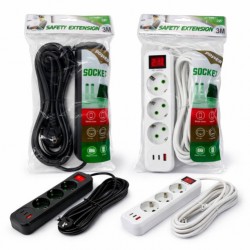 Удлинитель с 3я местами розеткой 2цв. с вкл. в кл. USB+2 00-41049