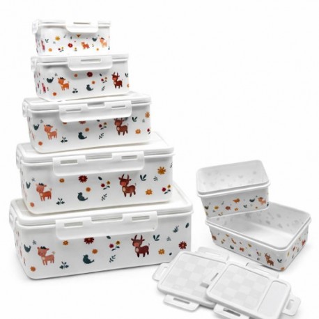 Контейнер пищ. бел. с рис. в набор 5 шт. разных размеров.00-24894(36)