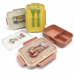 Ланч-бокс пл. с 3 отделами+пласт вилка и ложка (21,5*15,2*7,7)см00-06296(63)