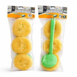 Щітка для каструлі пл. з 2шт насадки-мочалки пл. у кл. (22*4*7,5)см00-38393 (240)