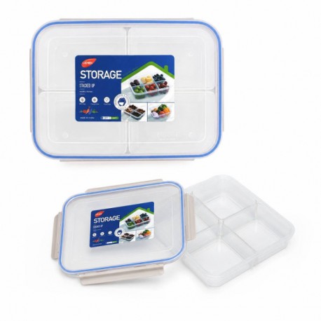 Контейнер для продуктів пл. прозр. прямокут. 4розділа (23.5*17*6)00-17223(72)