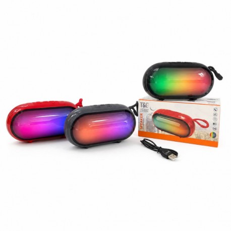 Колонка портативна бездротова Bluetooth з RGB-підсвічуванням і шнурком, овальна, 3 кольори, (14,5 × 7,5 × 5)00-18304(60)