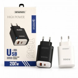 Адаптер живлення для заряджання з портами Type-C PD та USB-A, 200 Вт00-15126(200)