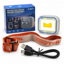 Ліхтарик налобний акумуляторний від USB пл. прямокут. (5.2*3.2)см з USB шнуро00-22964(240)