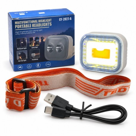Ліхтарик налобний акумуляторний від USB пл. прямокут. (5.2*3.2)см з USB шнуро00-22964(240)